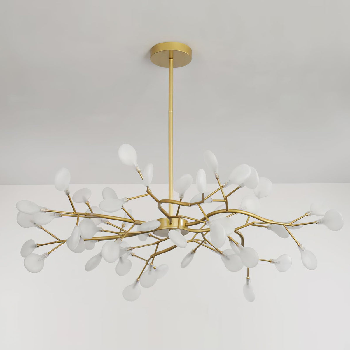 Lámpara de araña de ramas acrílicas con luces LED ajustables para comedor y entrada - de 30 a 63 ramas de luz - Regulable, acabado en metal dorado o negro