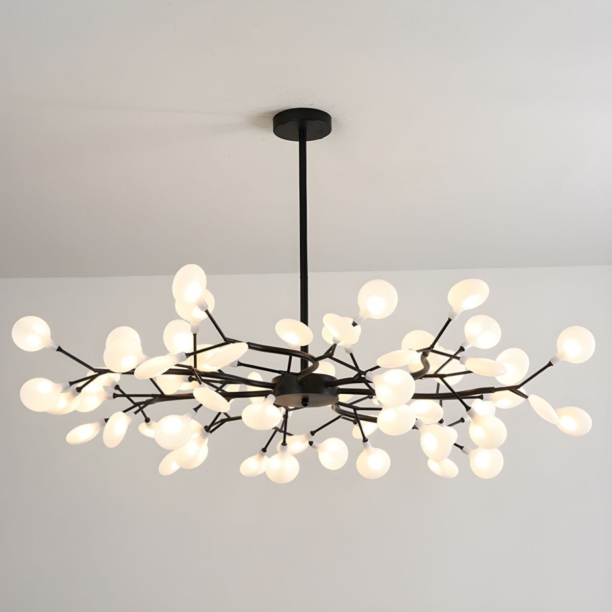 Lámpara de araña de ramas acrílicas con luces LED ajustables para comedor y entrada - de 30 a 63 ramas de luz - Regulable, acabado en metal dorado o negro