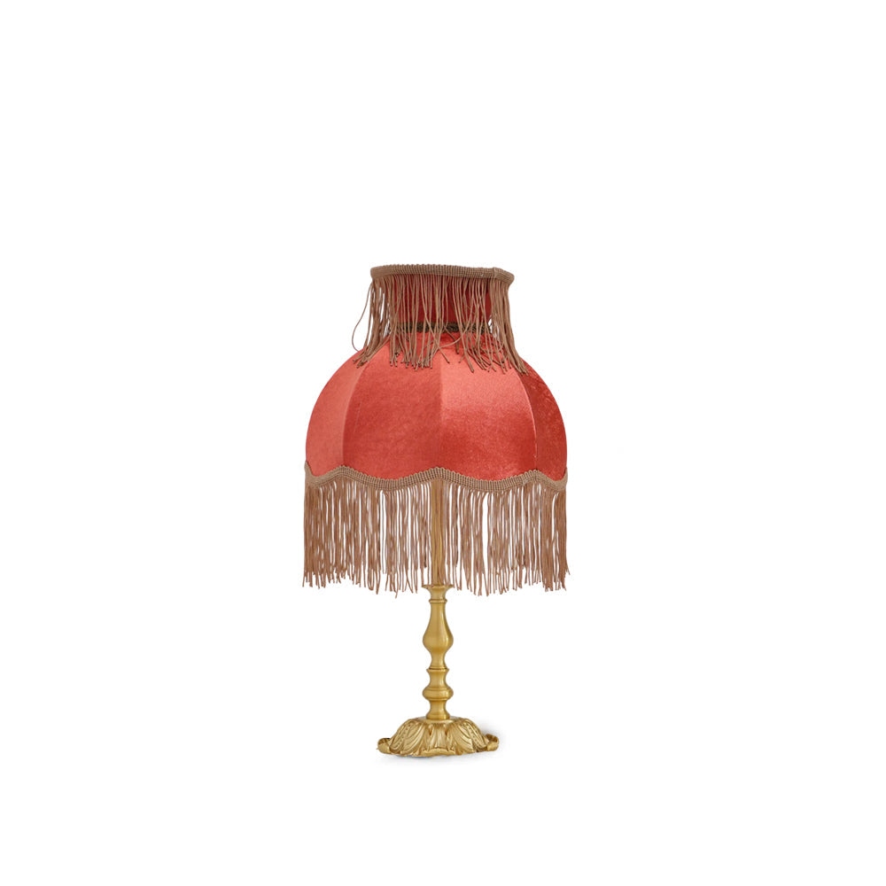 Bedside Lamp with Red Fabric Shade & Brass Base – Warm Ambient Light for Nightstand, Desk & Living Room – E26 Socket – 9.4 in Diameter | Thomler