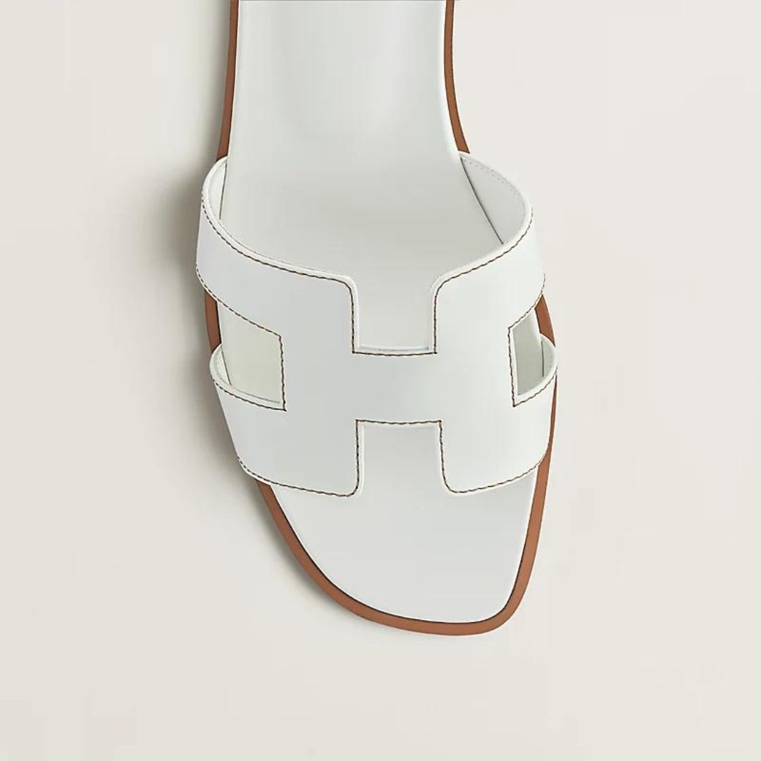Women's Leather Flat Sandals White Adjustable Buckle Straps Cushioned Footbed Summer Open Toe Casual Walking for Dresses Jeans Skirts