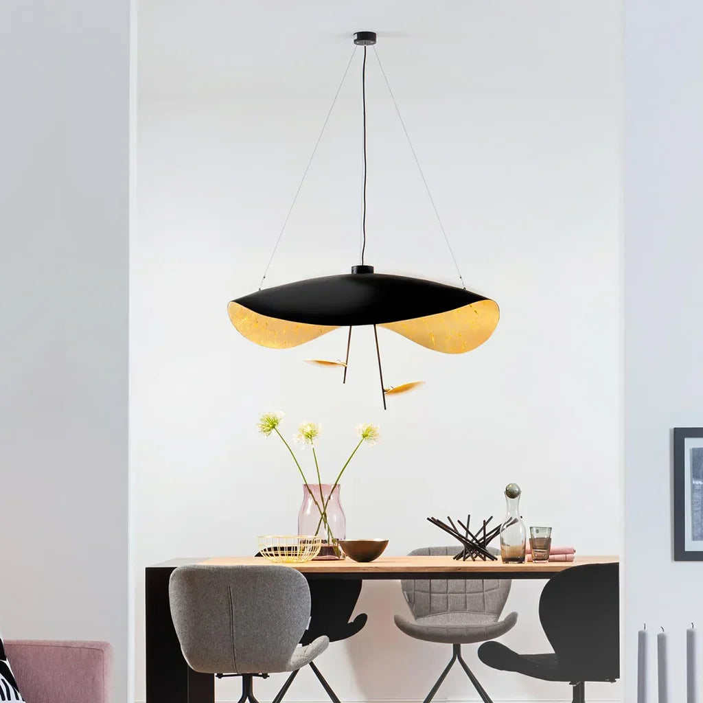 Modern LED Overhead Fixture 17W Metal Hanging Light Black White Gold for Kitchen Dining Room Bedroom Ceiling Mounted | Thomler