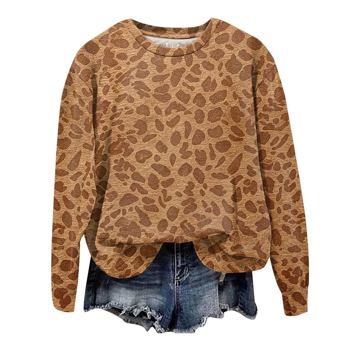 Oversized-Sweatshirt mit Leopardenmuster, Rundhalsausschnitt und langen Ärmeln