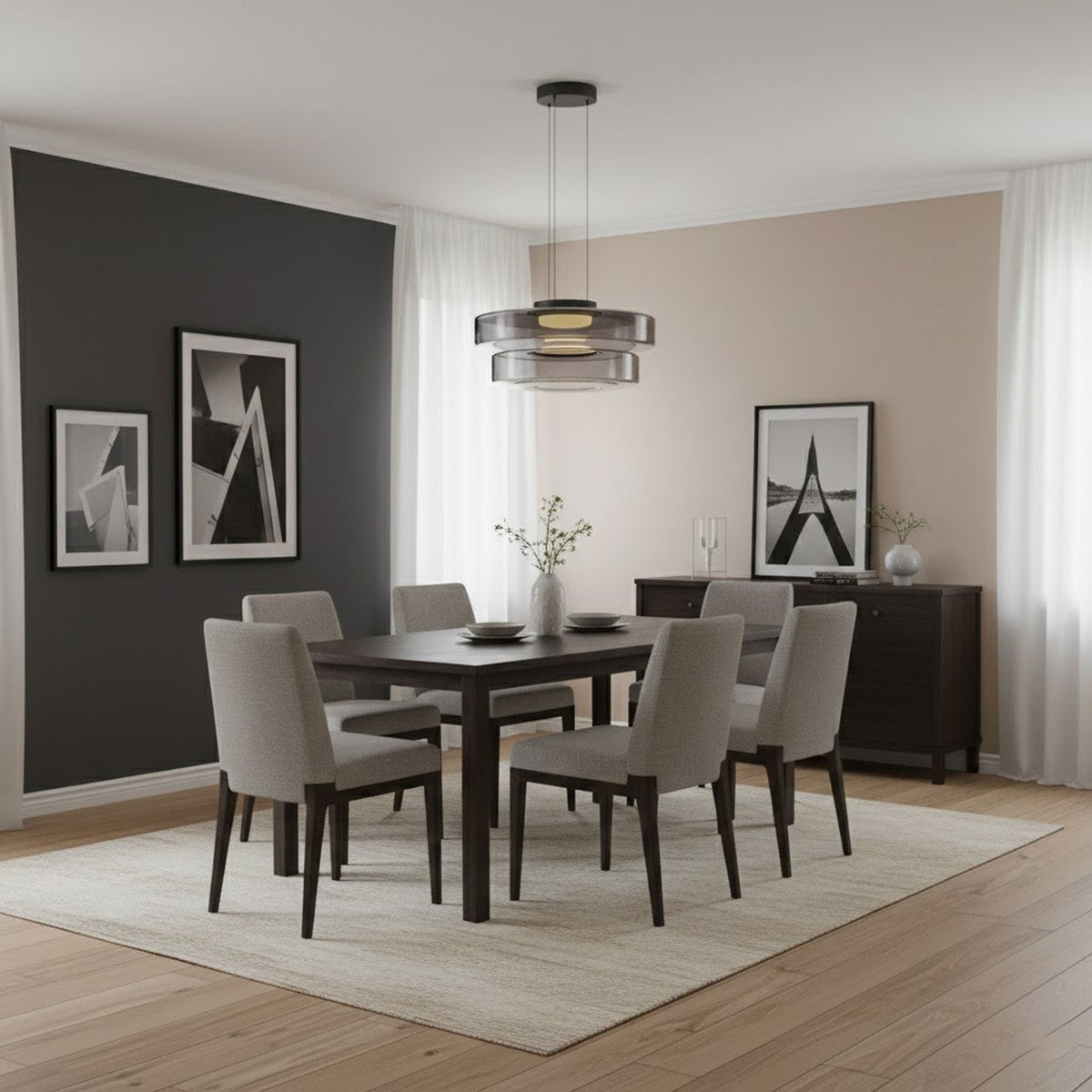 Gelaagde glazen hanglamp LED plafondverlichting met meerdere niveaus voor kookeiland eetkamer moderne getrapte kroonluchter in hoogte verstelbaar | Thomler