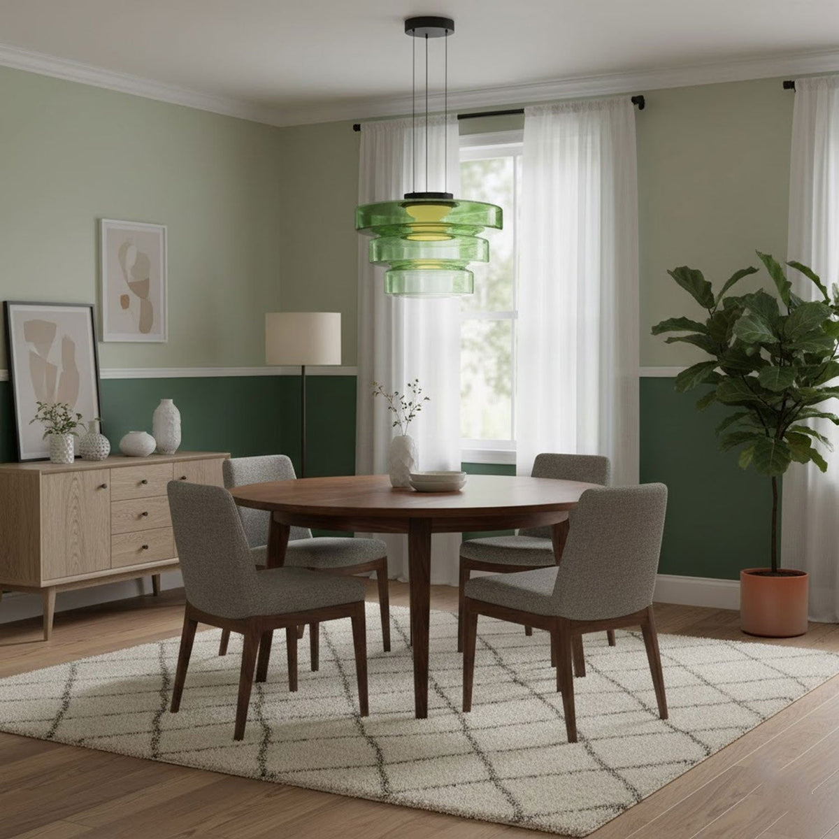 Gelaagde glazen hanglamp LED plafondverlichting met meerdere niveaus voor kookeiland eetkamer moderne getrapte kroonluchter in hoogte verstelbaar | Thomler