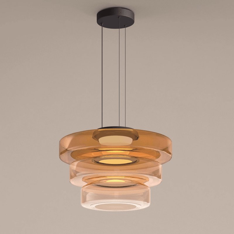 Gelaagde glazen hanglamp LED plafondverlichting met meerdere niveaus voor kookeiland eetkamer moderne getrapte kroonluchter in hoogte verstelbaar | Thomler
