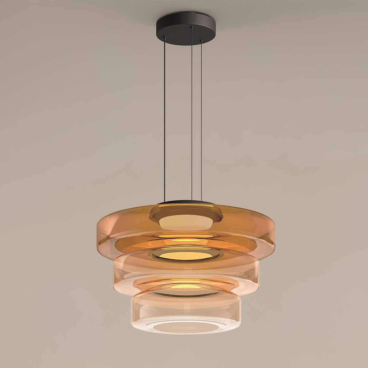 Gelaagde glazen hanglamp LED plafondverlichting met meerdere niveaus voor kookeiland eetkamer moderne getrapte kroonluchter in hoogte verstelbaar | Thomler