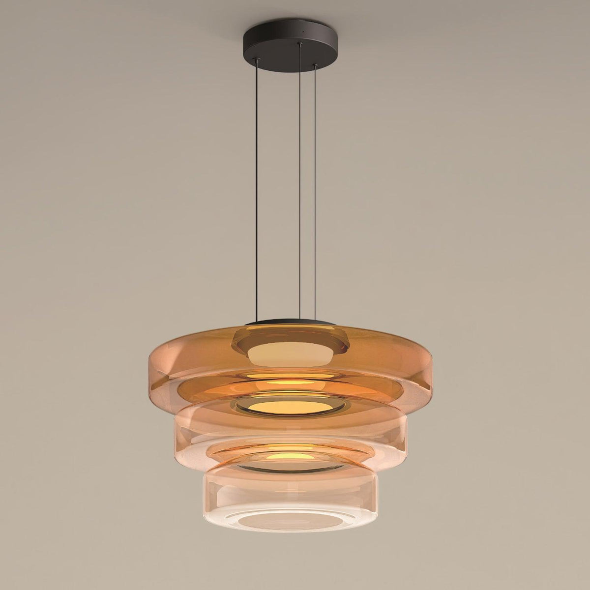 Gelaagde glazen hanglamp LED plafondverlichting met meerdere niveaus voor kookeiland eetkamer moderne getrapte kroonluchter in hoogte verstelbaar | Thomler