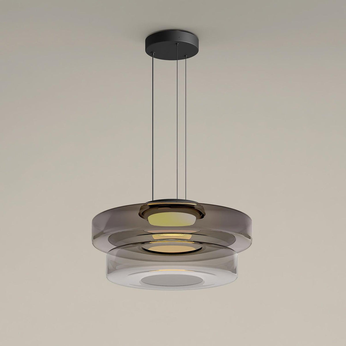 Gelaagde glazen hanglamp LED plafondverlichting met meerdere niveaus voor kookeiland eetkamer moderne getrapte kroonluchter in hoogte verstelbaar | Thomler