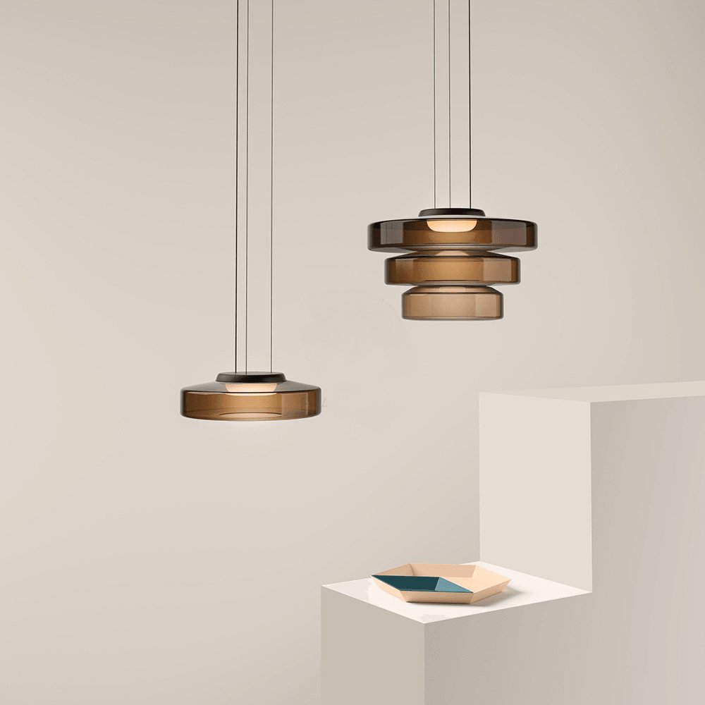 Gelaagde glazen hanglamp LED plafondverlichting met meerdere niveaus voor kookeiland eetkamer moderne getrapte kroonluchter in hoogte verstelbaar | Thomler