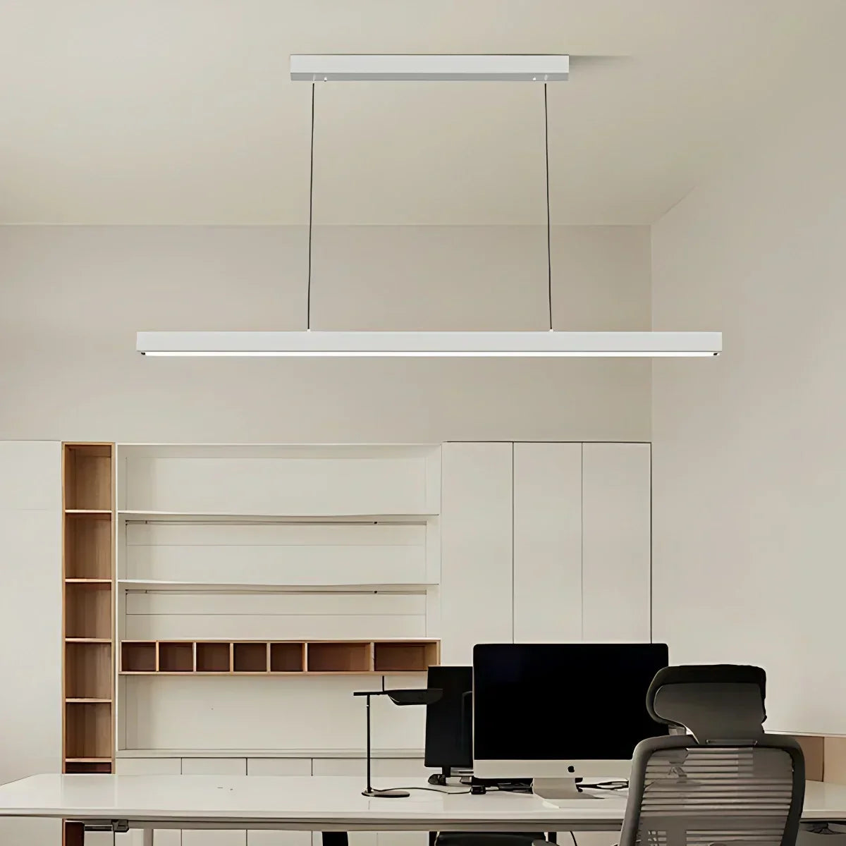 Lámpara de techo LED lineal de aluminio negro, luz colgante para comedor, isla de cocina, escritorio de oficina, lámpara suspendida minimalista moderna ajustable | Thomler