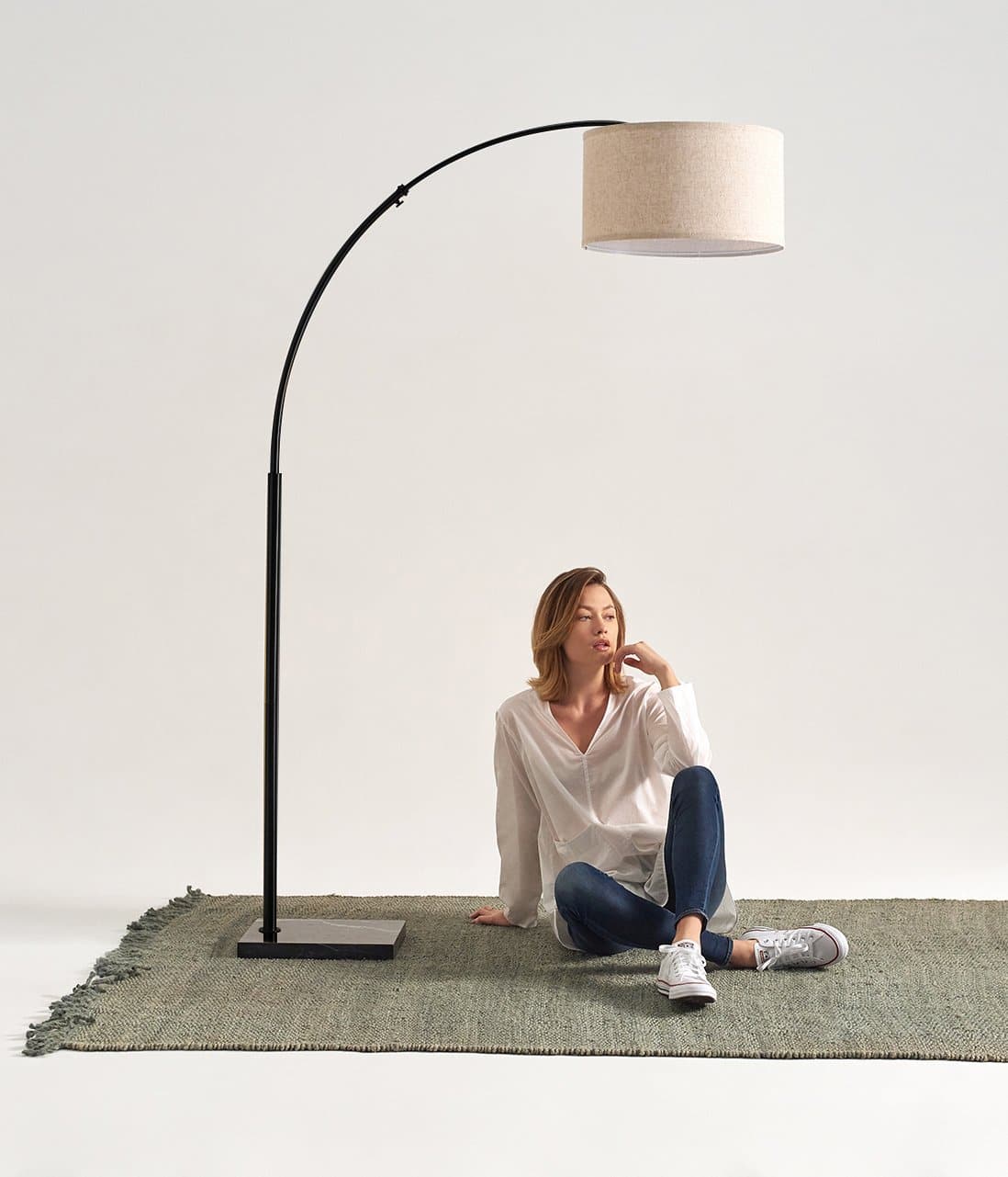 Arched Metal Reading Lamp with Marble Base 76 in Height for Living Room & Bedroom | Thomler