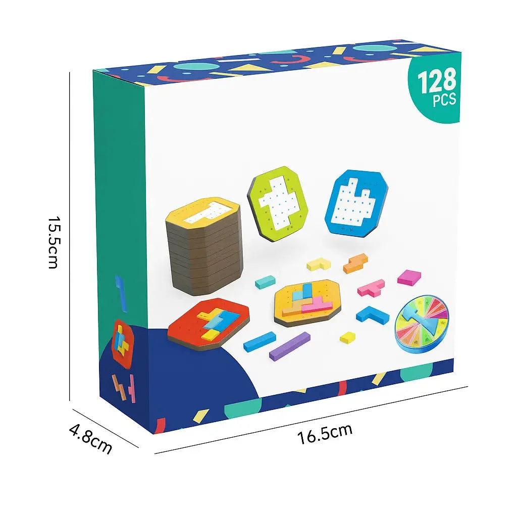 Shape-Matching Brain Teaser Set with 108 Pieces and 20 Pattern Cards for Kids Age 4+ and Adults | Thomler