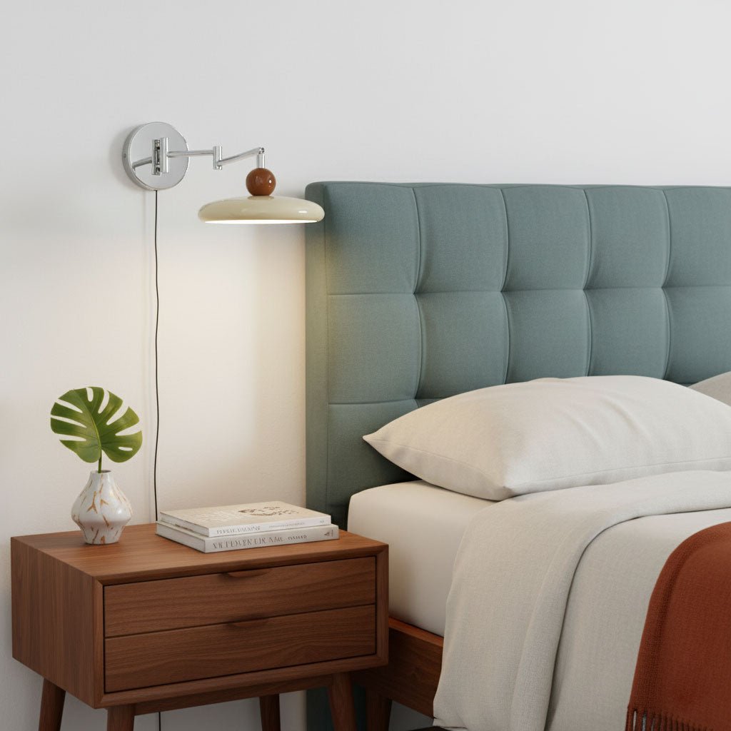 Aplique compacto enchufable con temperatura LED ajustable y detalles cromados para dormitorio, sala de estar, pasillo y rincón de lectura | Iluminación interior moderna | Thomler