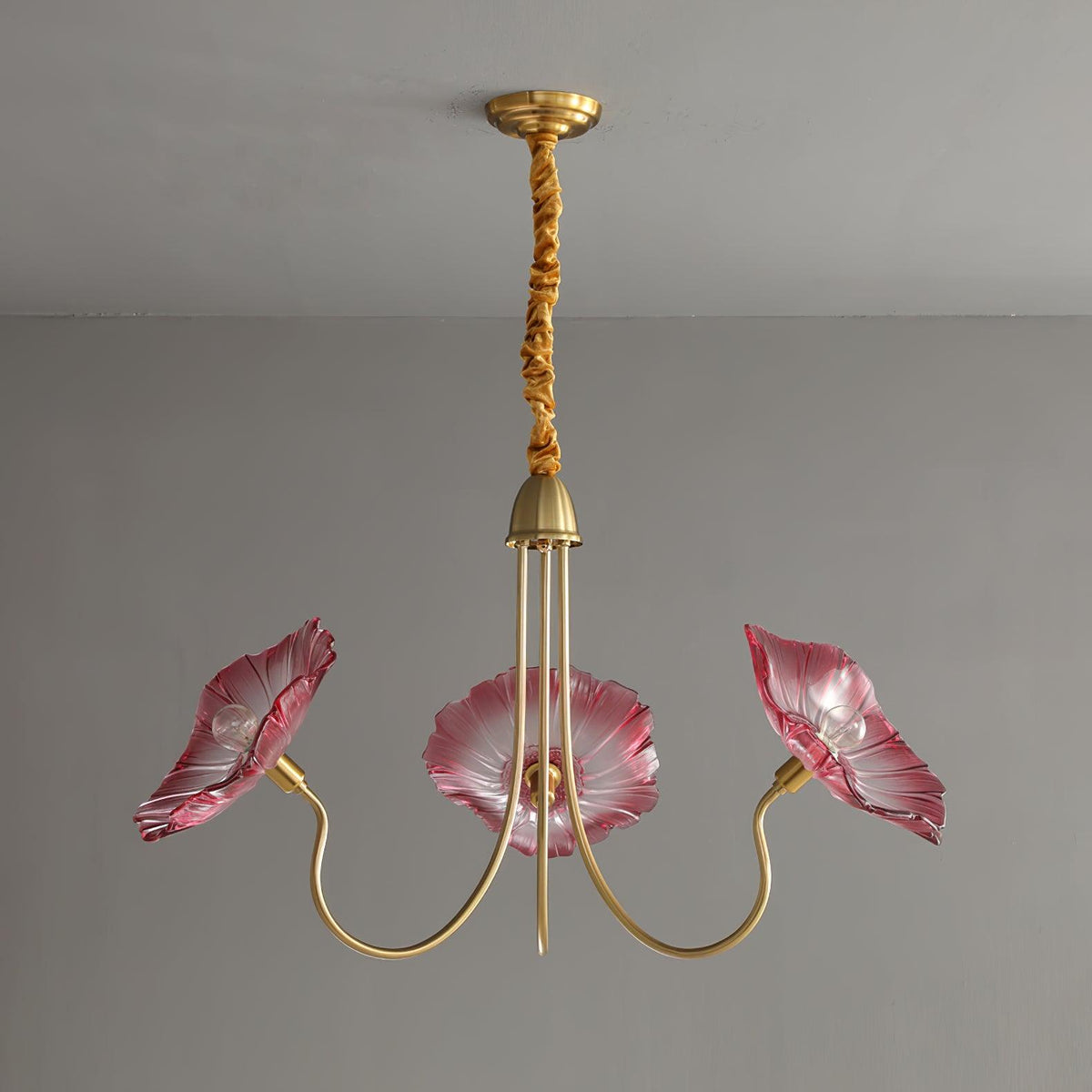Lámpara colgante botánica de cristal de 35 pulgadas con acabado dorado para comedor, sala de estar o vestíbulo, iluminación ambiental superior | Thomler