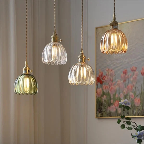 Hanging Glass Ceiling Fixture Floral Petal Shade 10 Inch E27 Socket Modern Kitchen Dining Room Overhead Lighting for Islands Counters Nooks | Thomler