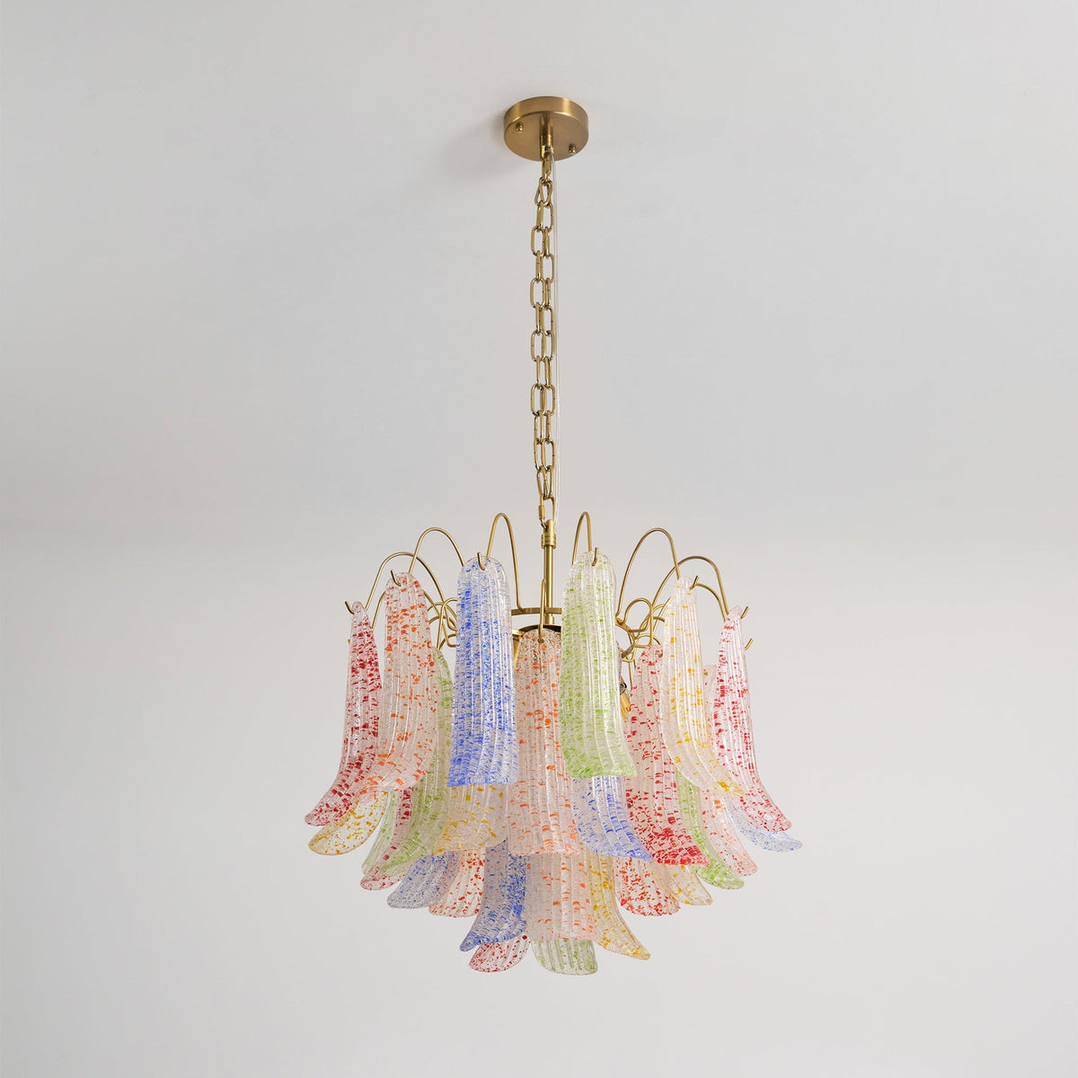Mondgeblazen kunstglazen kroonluchter, hanglamp met meerdere lichtbronnen, levendige kleuren, statement-verlichting voor eetkamer en woonkamer, diameter 50-60 cm | Thomler