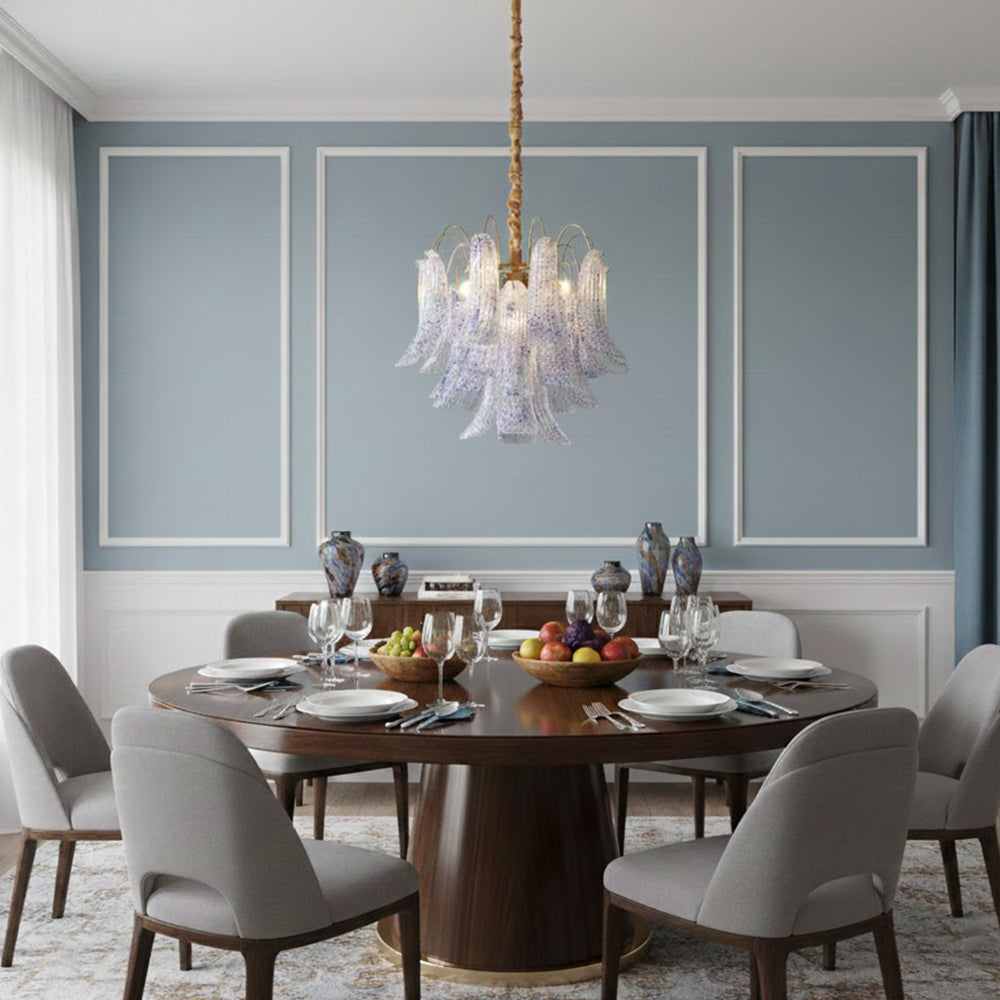 Mondgeblazen kunstglazen kroonluchter, hanglamp met meerdere lichtbronnen, levendige kleuren, statement-verlichting voor eetkamer en woonkamer, diameter 50-60 cm | Thomler