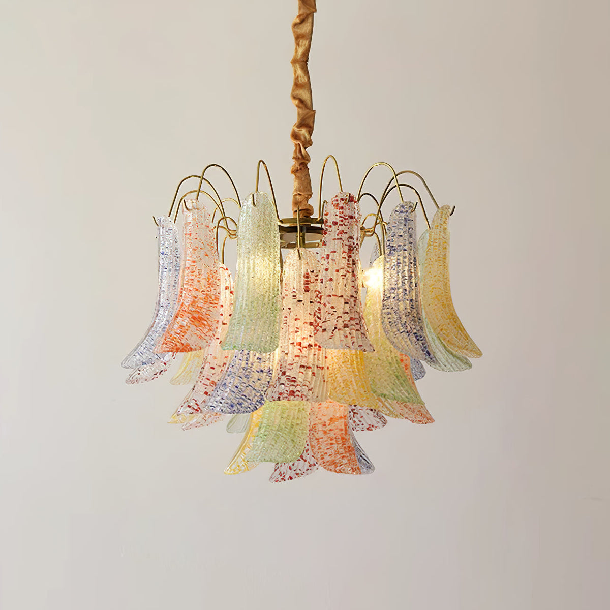 Mondgeblazen kunstglazen kroonluchter, hanglamp met meerdere lichtbronnen, levendige kleuren, statement-verlichting voor eetkamer en woonkamer, diameter 50-60 cm | Thomler