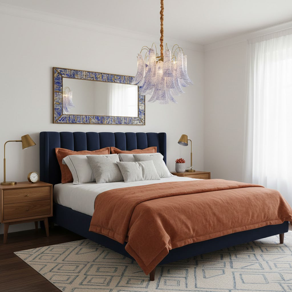 Mondgeblazen kunstglazen kroonluchter, hanglamp met meerdere lichtbronnen, levendige kleuren, statement-verlichting voor eetkamer en woonkamer, diameter 50-60 cm | Thomler