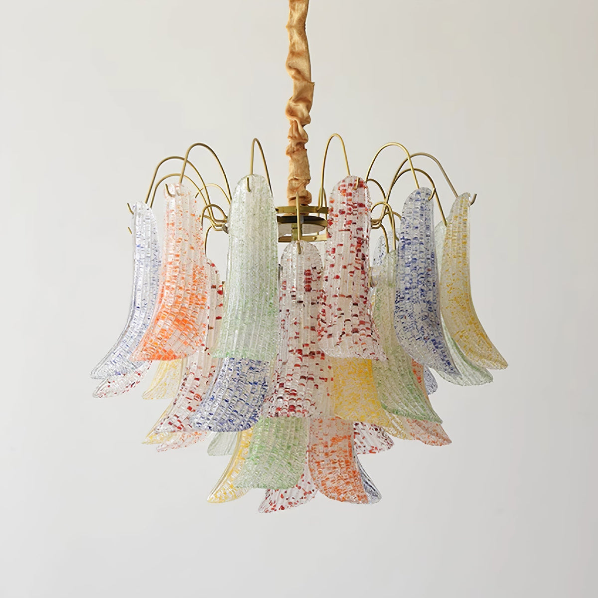 Mondgeblazen kunstglazen kroonluchter, hanglamp met meerdere lichtbronnen, levendige kleuren, statement-verlichting voor eetkamer en woonkamer, diameter 50-60 cm | Thomler