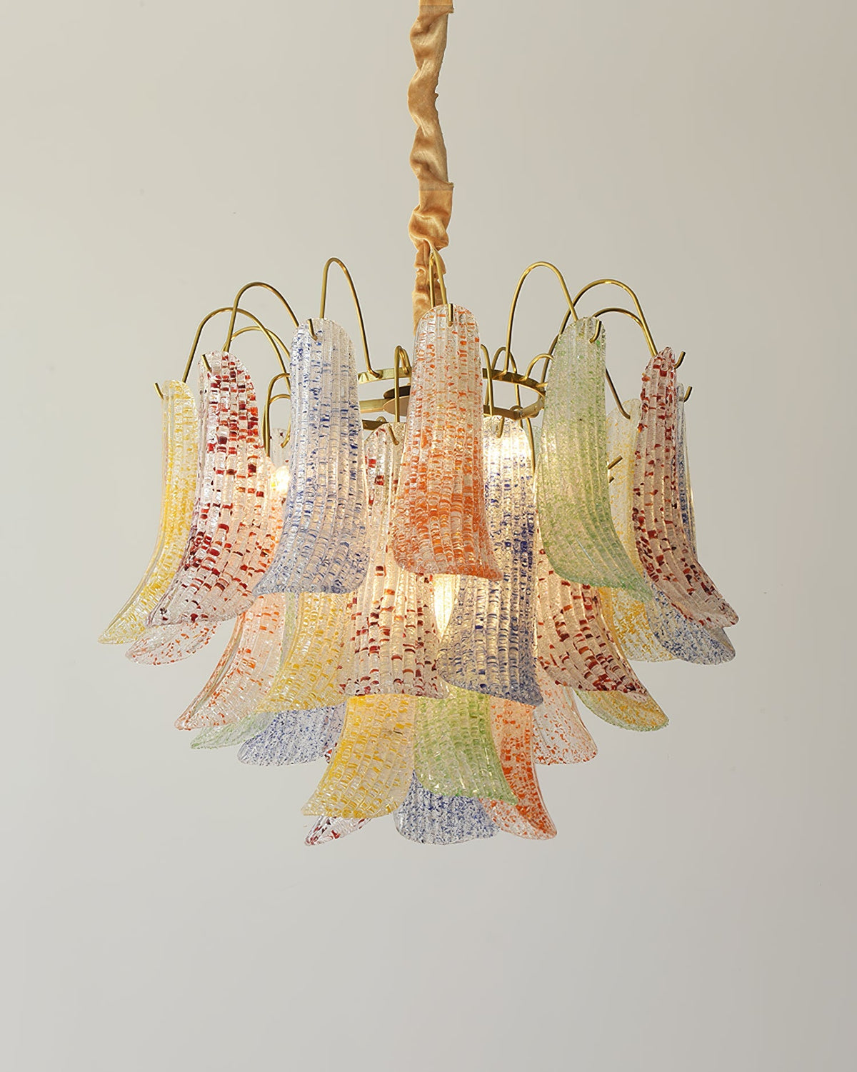 Mondgeblazen kunstglazen kroonluchter, hanglamp met meerdere lichtbronnen, levendige kleuren, statement-verlichting voor eetkamer en woonkamer, diameter 50-60 cm | Thomler