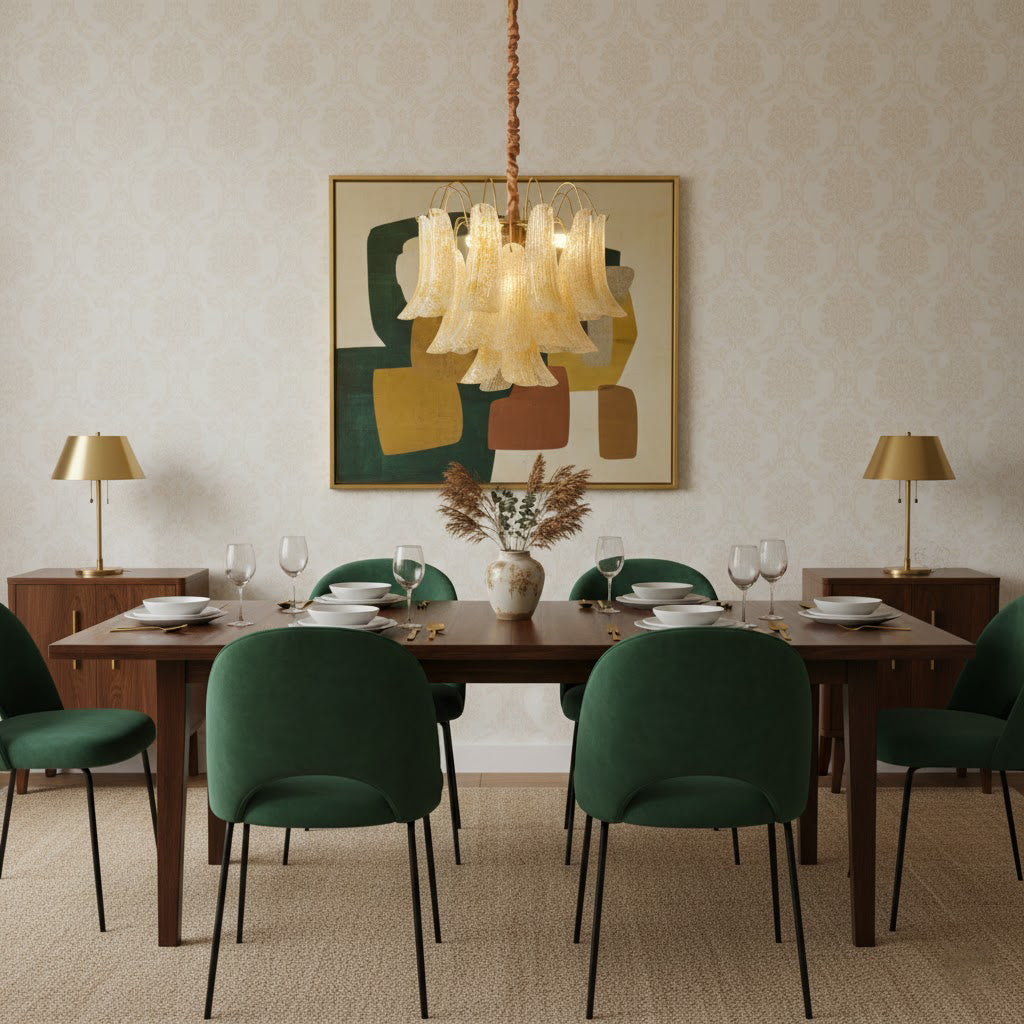 Mondgeblazen kunstglazen kroonluchter, hanglamp met meerdere lichtbronnen, levendige kleuren, statement-verlichting voor eetkamer en woonkamer, diameter 50-60 cm | Thomler