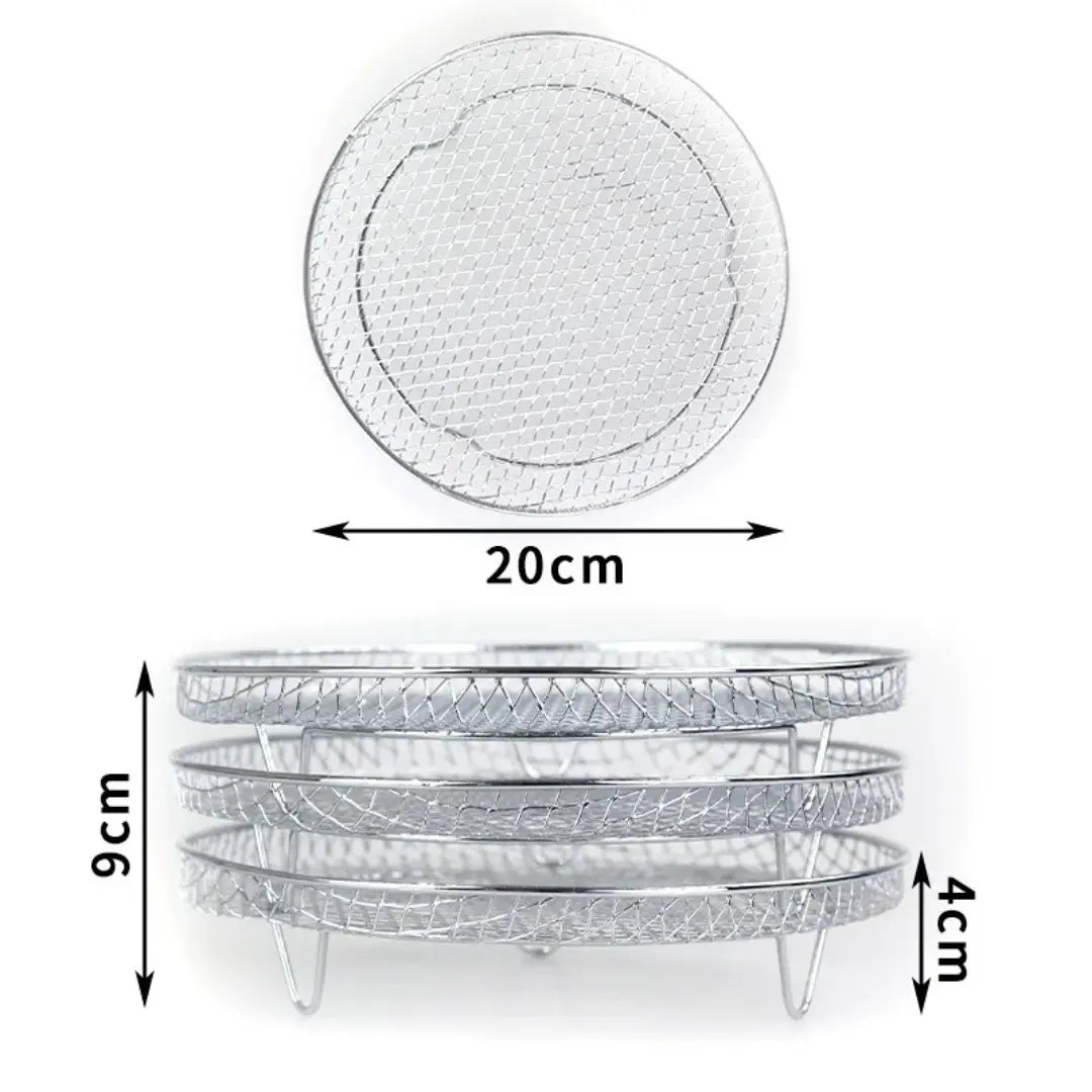 Stackable Air Fryer Racks Set of 3 with Heat-Resistant Tongs for Multi-Level Cooking Kitchen Accessory Round Square Rectangular Stainless St | Thomler