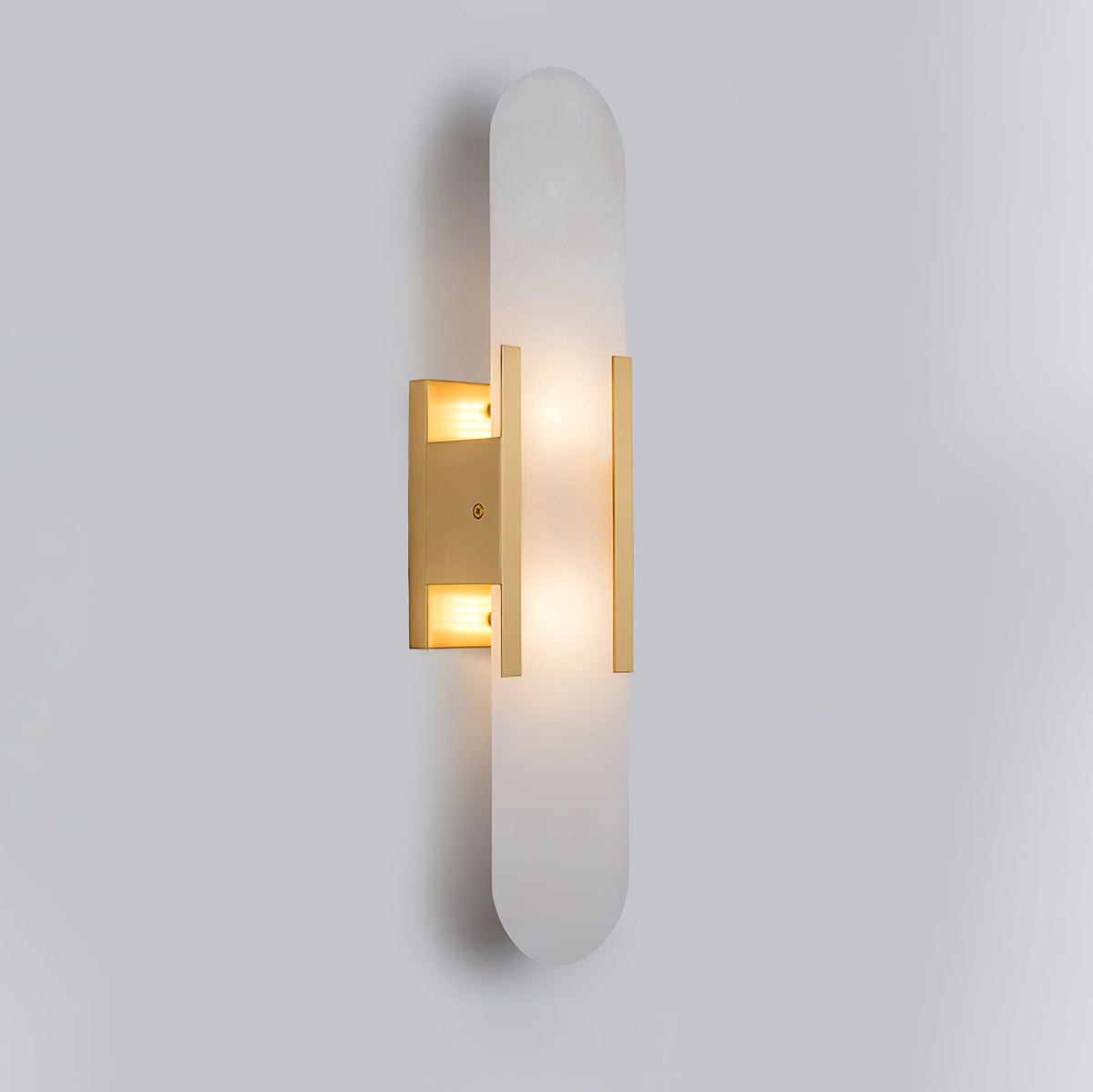 Aplique de alabastro hecho a mano con detalle en latón, lámpara de pared de 14 pulgadas para dormitorio, pasillo, sala de estar, accesorio interior, LED G4, piedra alargada moderna