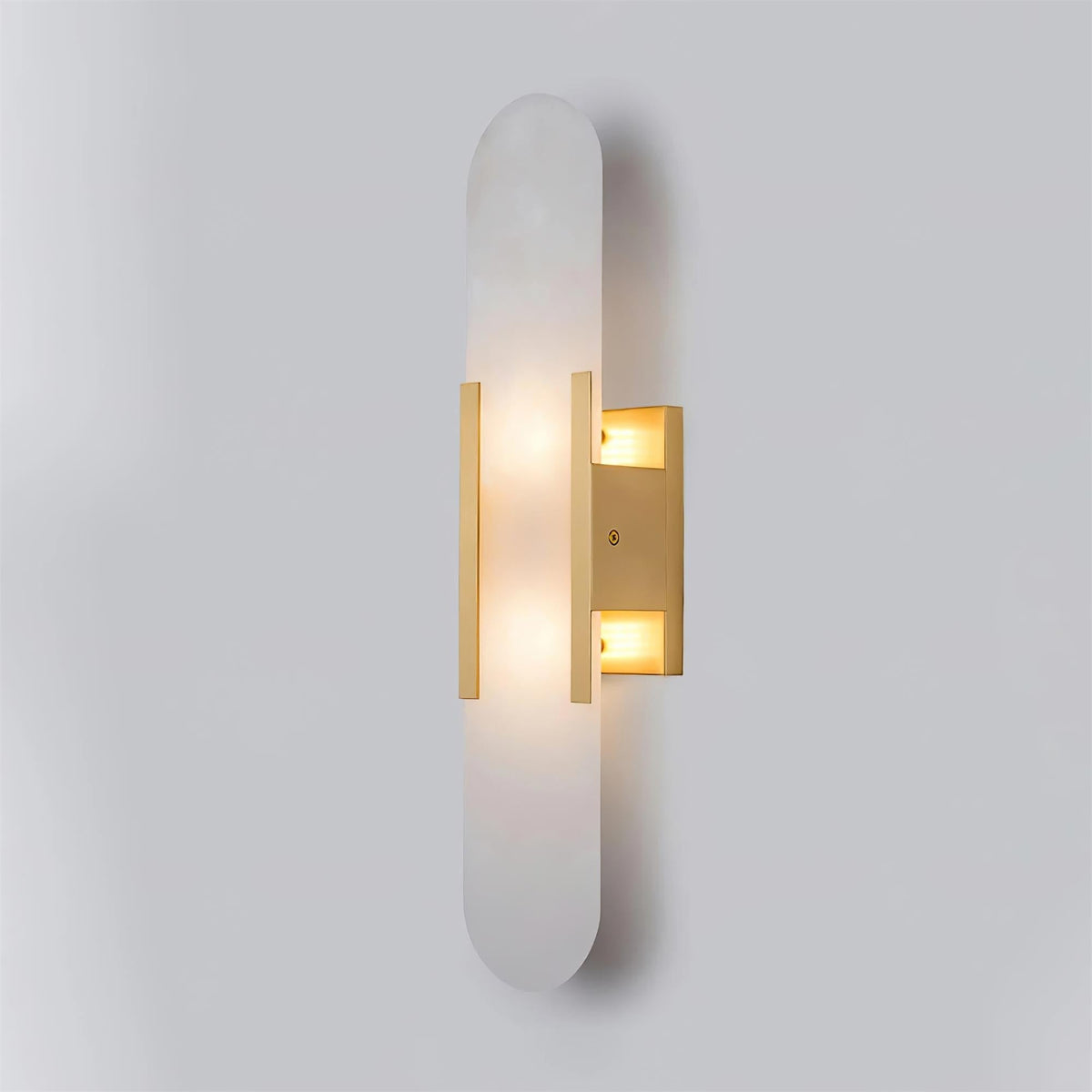 Aplique de alabastro hecho a mano con detalle en latón, lámpara de pared de 14 pulgadas para dormitorio, pasillo, sala de estar, accesorio interior, LED G4, piedra alargada moderna