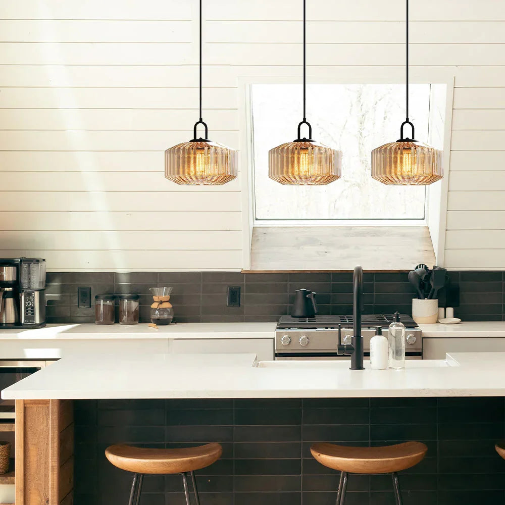 Handblown Glass Pendant Light Fixture 11 Inch Diameter for Kitchen Dining Room Hallway Living Room Bedroom LED Ceiling Light | Thomler