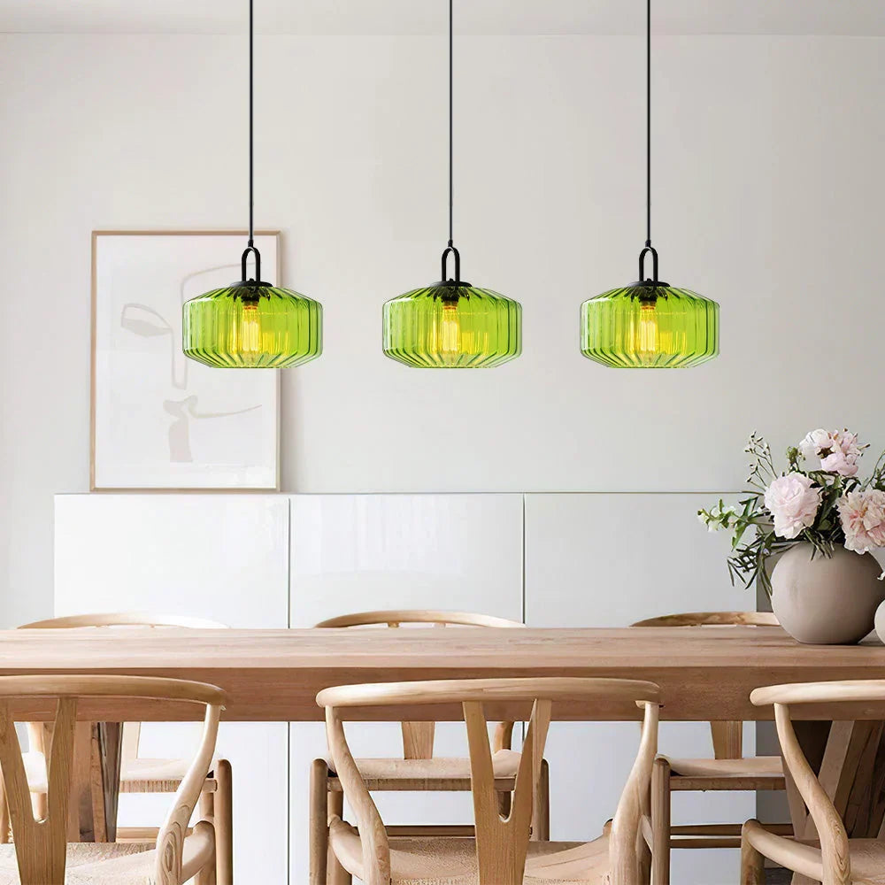 Handblown Glass Pendant Light Fixture 11 Inch Diameter for Kitchen Dining Room Hallway Living Room Bedroom LED Ceiling Light | Thomler