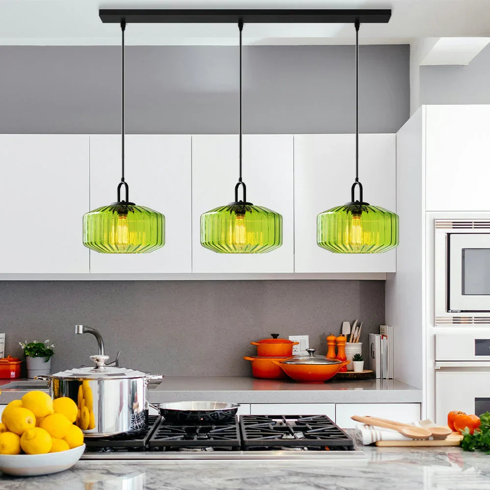Handblown Glass Pendant Light Fixture 11 Inch Diameter for Kitchen Dining Room Hallway Living Room Bedroom LED Ceiling Light | Thomler