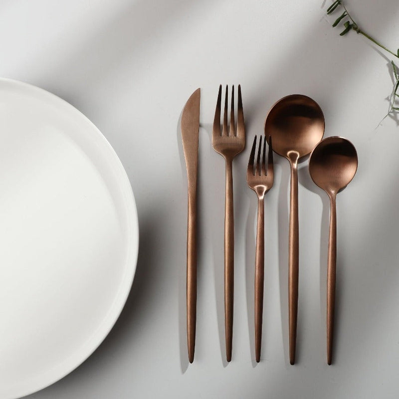 Titanium-Coated Stainless Steel Flatware Set – 18/10 Premium Dinnerware Service for Everyday Dining & Special Occasions | Thomler