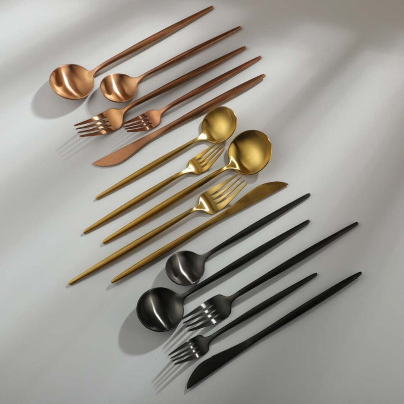 Titanium-Coated Stainless Steel Flatware Set – 18/10 Premium Dinnerware Service for Everyday Dining & Special Occasions | Thomler