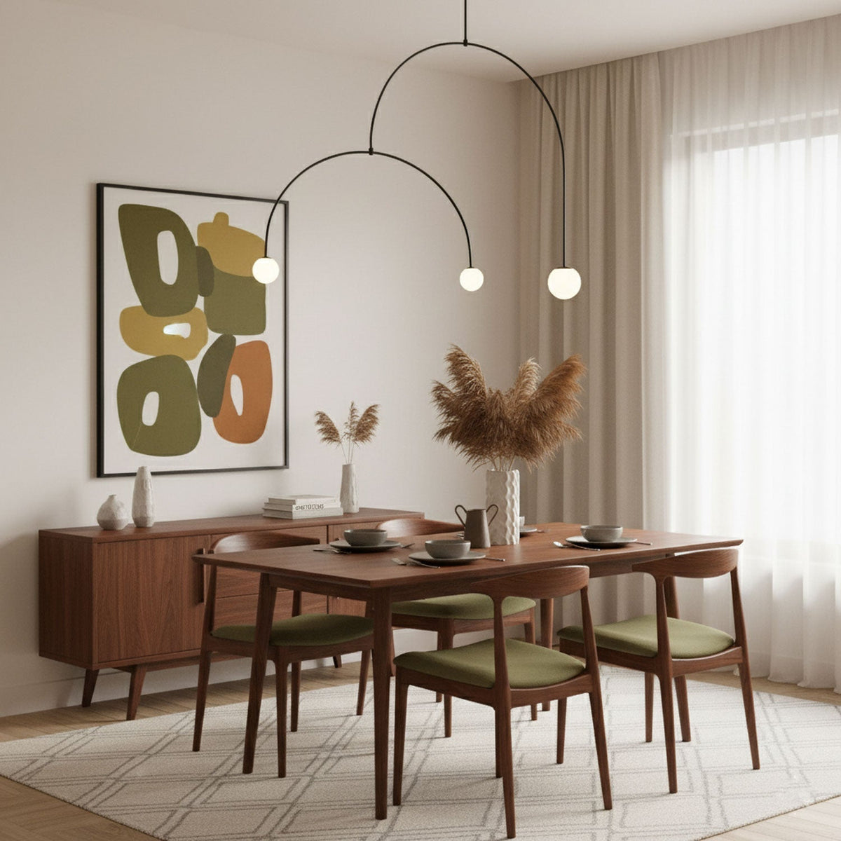 Lámpara de techo escultural con difusores de vidrio opalino, acabado en negro y latón, diseño de múltiples brazos para comedor, vestíbulo, lámpara de techo moderna