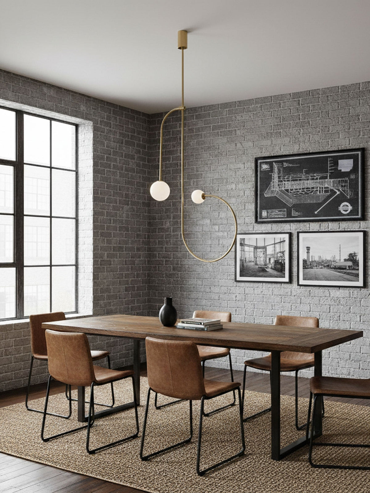 Lámpara de techo escultural con difusores de vidrio opalino, acabado en negro y latón, diseño de múltiples brazos para comedor, vestíbulo, lámpara de techo moderna
