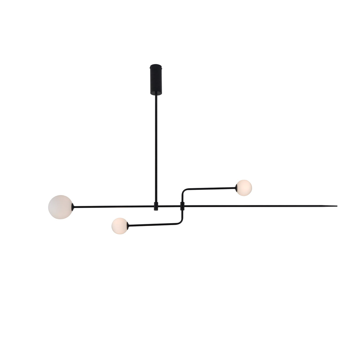 Lámpara de techo escultural con difusores de vidrio opalino, acabado en negro y latón, diseño de múltiples brazos para comedor, vestíbulo, lámpara de techo moderna