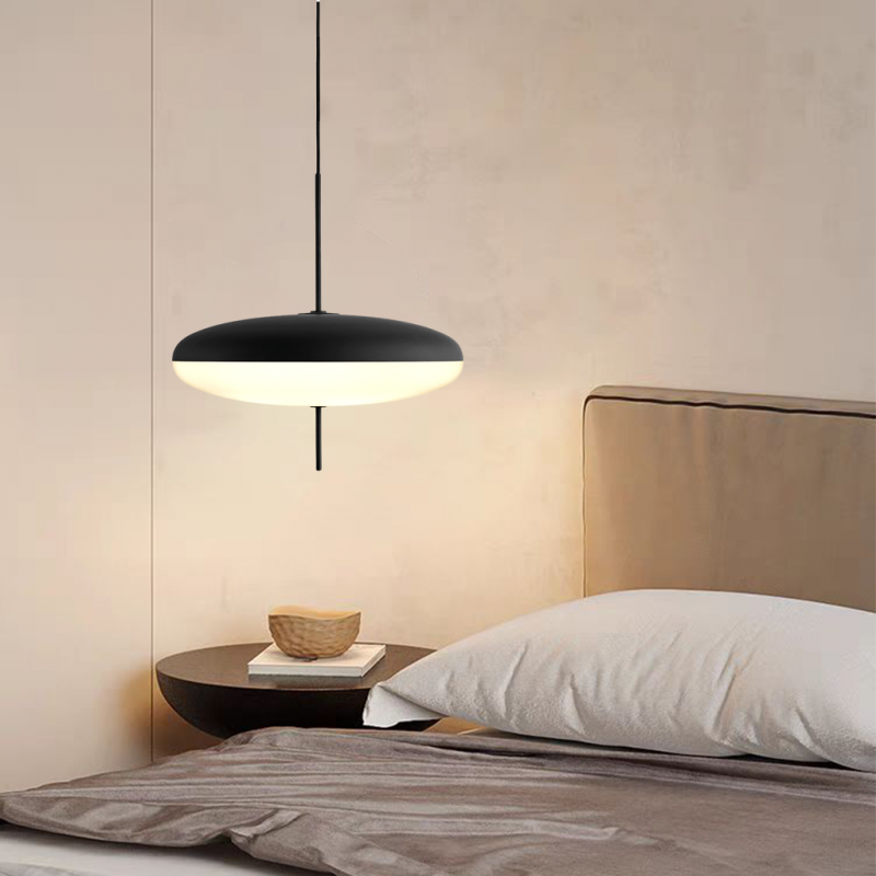 Plafondhanglamp witte polymeer kap, verstelbare hoogte, modern, voor eetkamer, keuken, woonkamer, hangarmatuur, E26 E27 fitting, 30 cm | Thomler