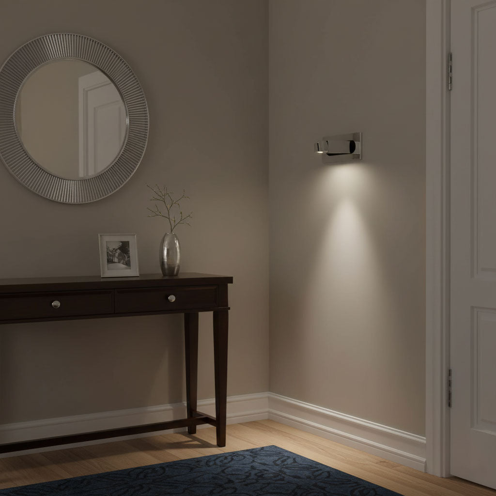 Aplique de pared LED giratorio con interruptor de botón para lectura nocturna enfocada en espacios compactos | Thomler