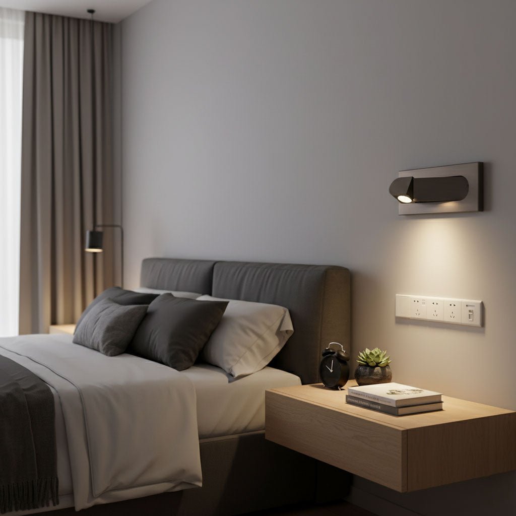 Aplique de pared LED giratorio con interruptor de botón para lectura nocturna enfocada en espacios compactos | Thomler