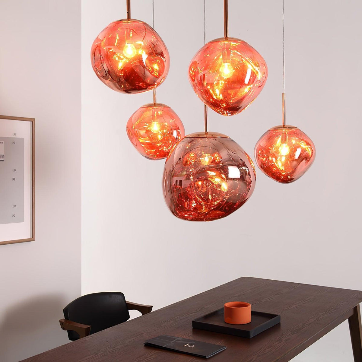 Reflective Globe Pendant Light Fixture with Adjustable Drop | Metal Hanging Ceiling Lamp for Kitchen Island Dining Room Living Space | Avail