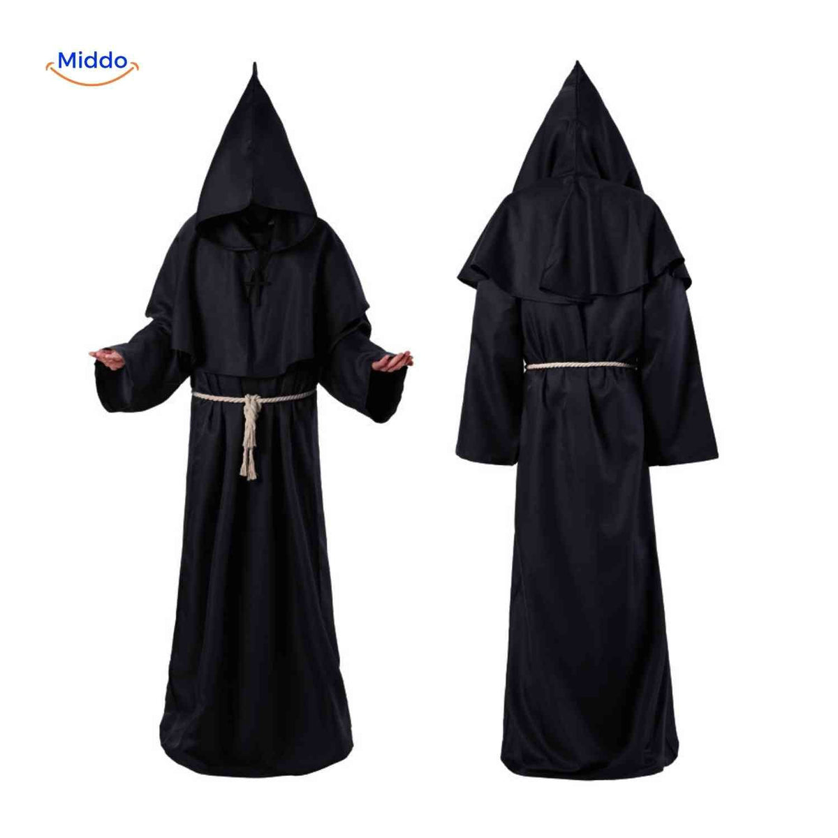 Hooded Monk Robe Costume – Medieval Style Cosplay Outfit for Halloween, Cosplay & Theater