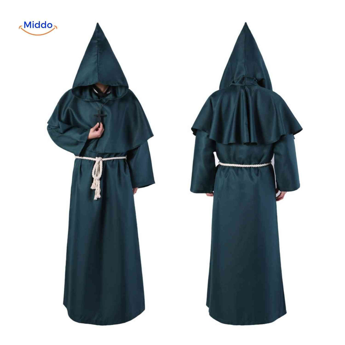 Hooded Monk Robe Costume – Medieval Style Cosplay Outfit for Halloween, Cosplay & Theater