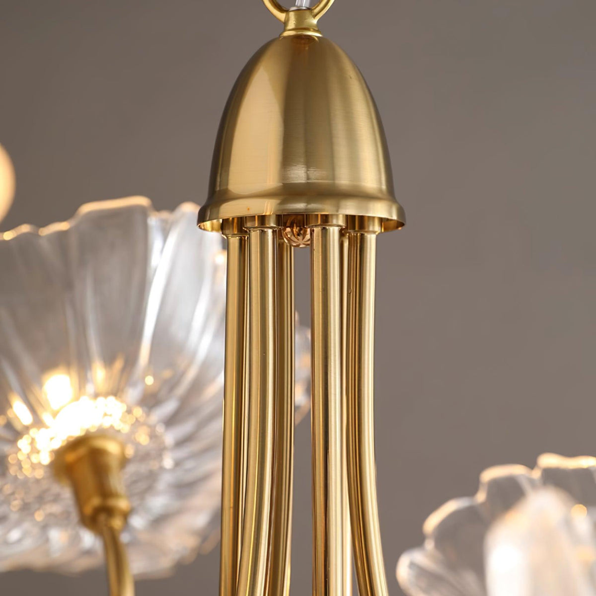 Hanglamp van mat glas met bloemdesign, 35 inch, meerarmig armatuur, helder roze goud, plafondverlichting voor eetkamer, woonkamer, hal, entree, modern in | Thomler