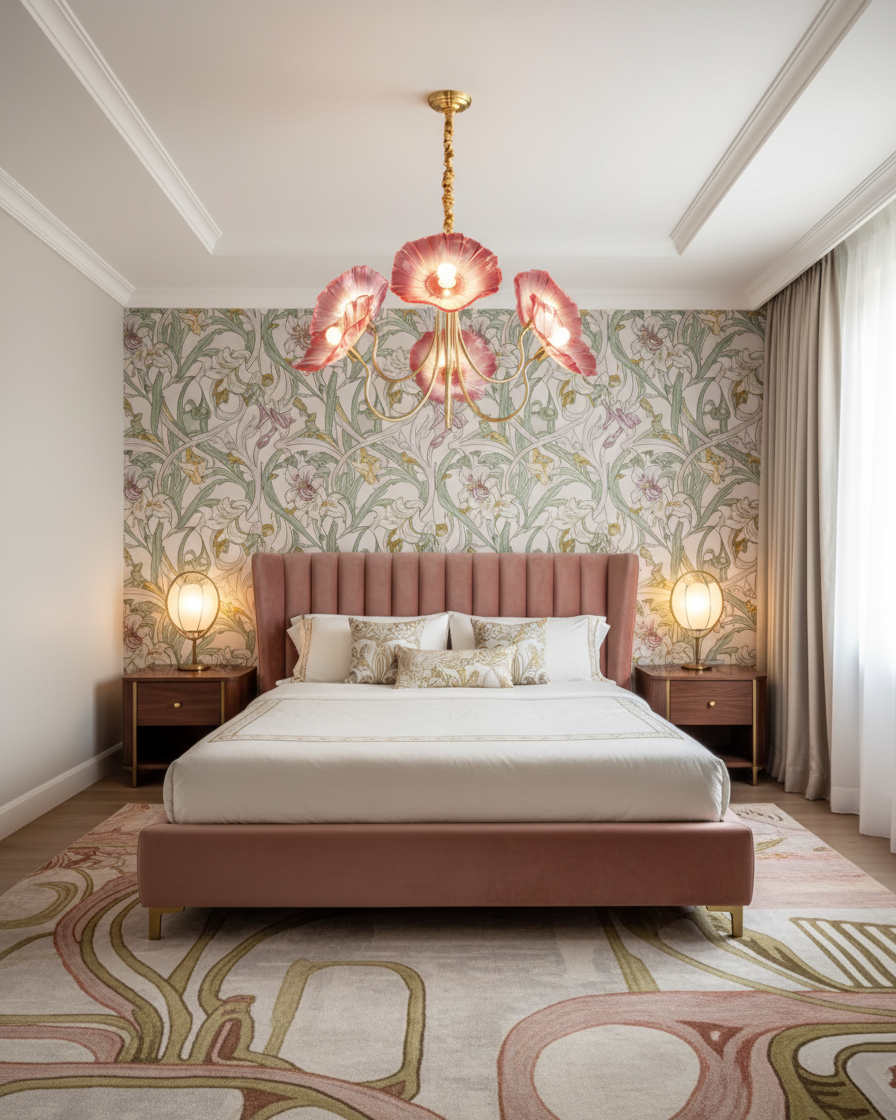 Hanglamp van mat glas met bloemdesign, 35 inch, meerarmig armatuur, helder roze goud, plafondverlichting voor eetkamer, woonkamer, hal, entree, modern in | Thomler