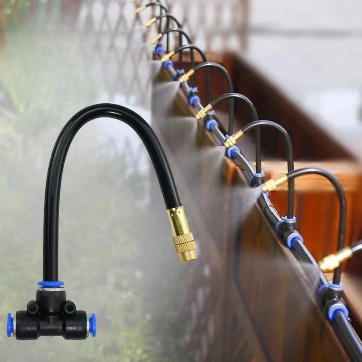 Garden Watering System 0.3 in Hose with Adjustable Brass Spray Nozzles for Patios Balconies Raised Beds Greenhouses | Thomler
