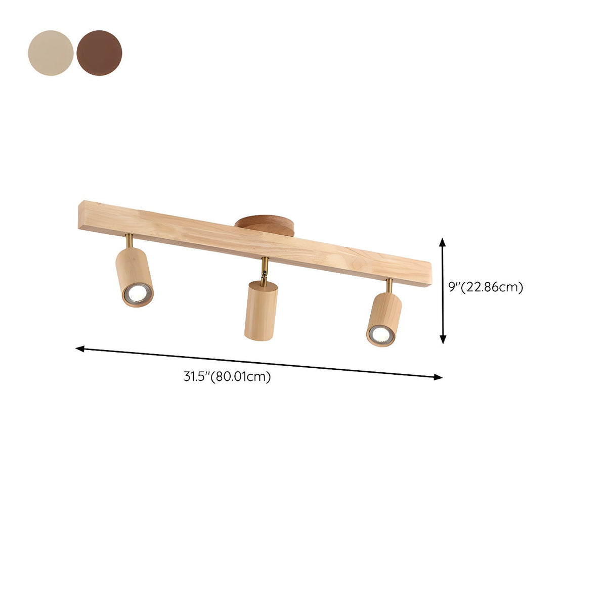 Foco de riel con múltiples cabezales y pantallas de madera para cocina, comedor y sala de estar | Lámpara LED ajustable para riel | Techo rústico de granja