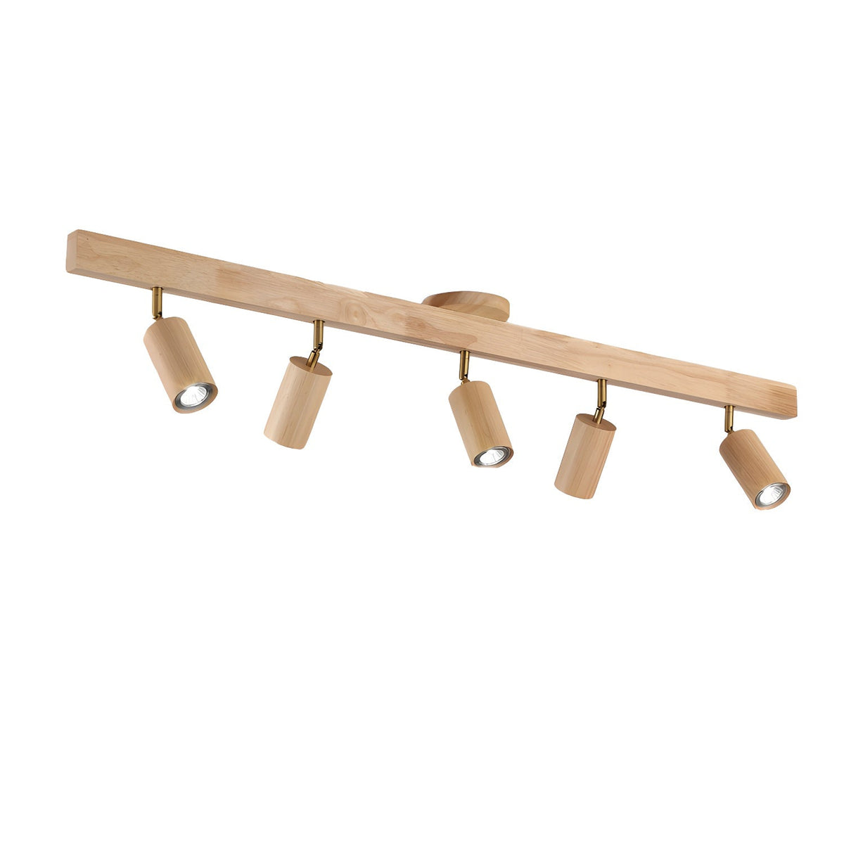 Foco de riel con múltiples cabezales y pantallas de madera para cocina, comedor y sala de estar | Lámpara LED ajustable para riel | Techo rústico de granja