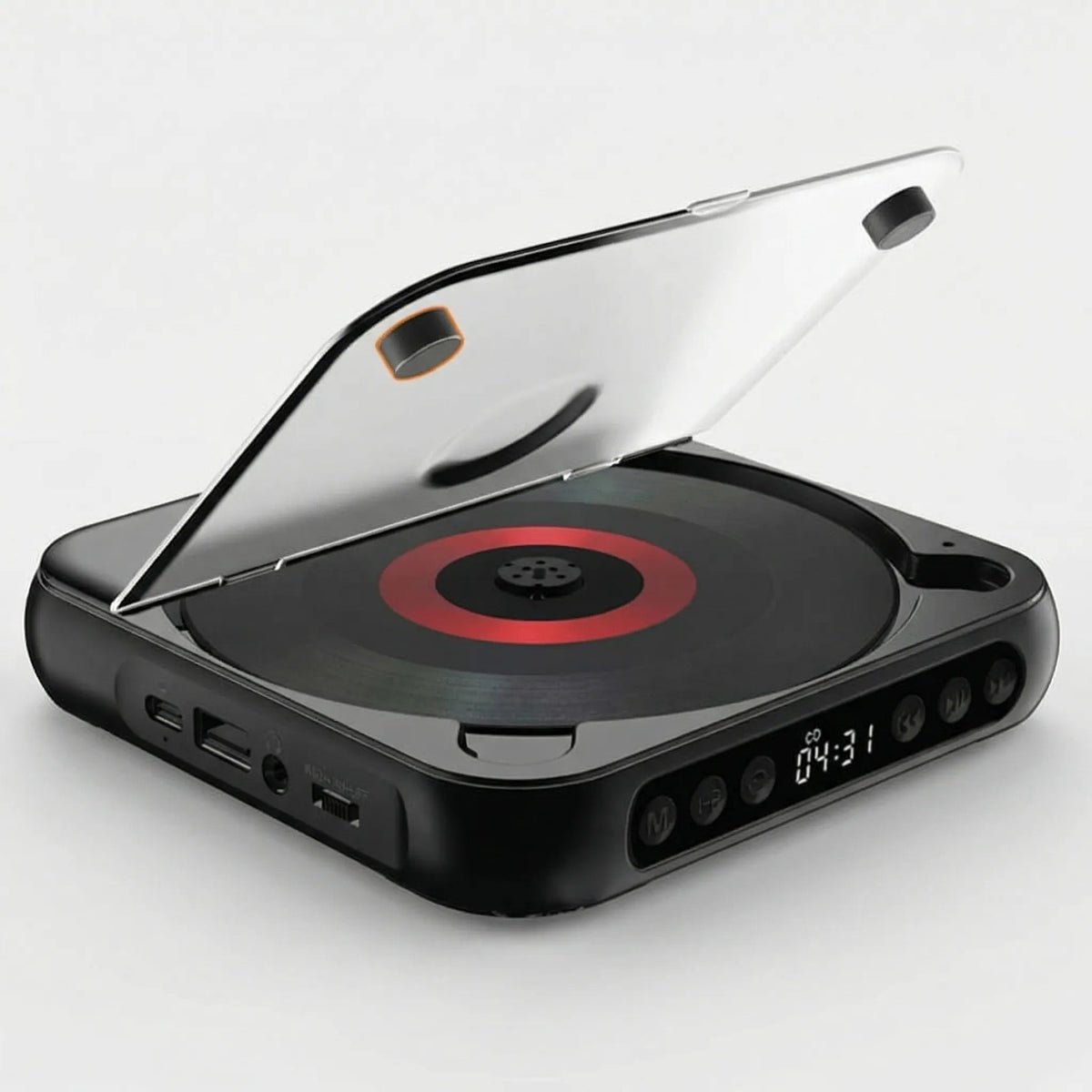 Tragbarer CD-Player mit Bluetooth 5.3-Funkverbindung, USB-C-Aufladung, kompakter, leichter Musik-Player für Kopfhörer und Lautsprecher, S