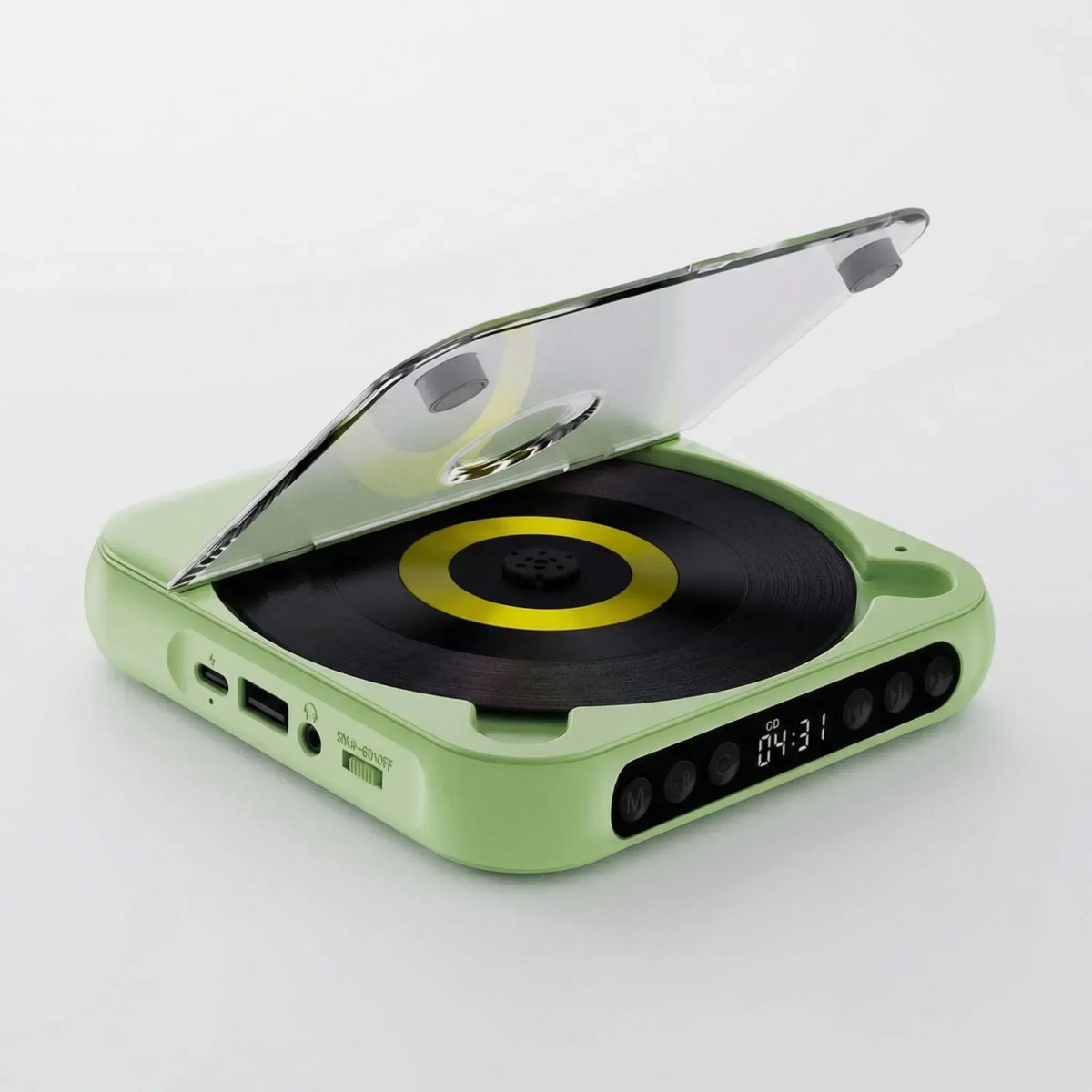 Tragbarer CD-Player mit Bluetooth 5.3-Funkverbindung, USB-C-Aufladung, kompakter, leichter Musik-Player für Kopfhörer und Lautsprecher, S